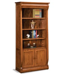 Old Classic Sleigh 4 Shelf 2 Door Bookcase