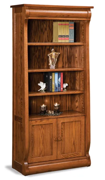 Old Classic Sleigh 4 Shelf 2 Door Bookcase