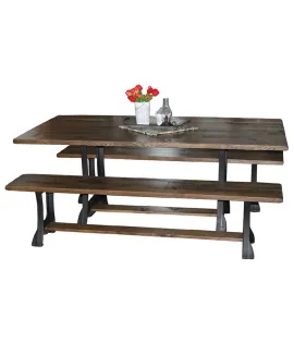Cast Iron Dining Table with Bench Set