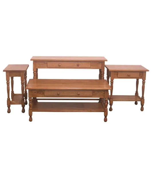 Country Occasional Table Set with 1" Thick Tops and Shelves