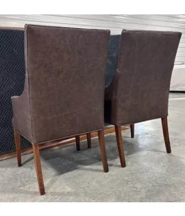 2 Alcott Straight Top Dining Chairs with Upholstered Arms, Brown Maple, FC-228 Rich Tobacco QUICK SHIP
