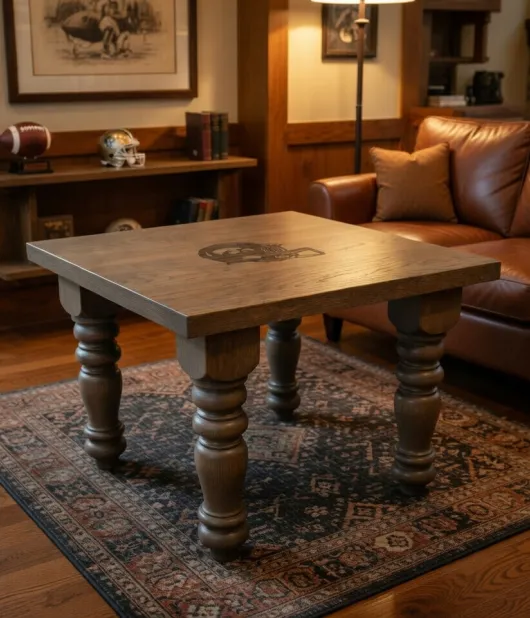 Farmhouse End Table - Eagles Helmet Engraved - QUICK SHIP - 30% Off or Best Offer