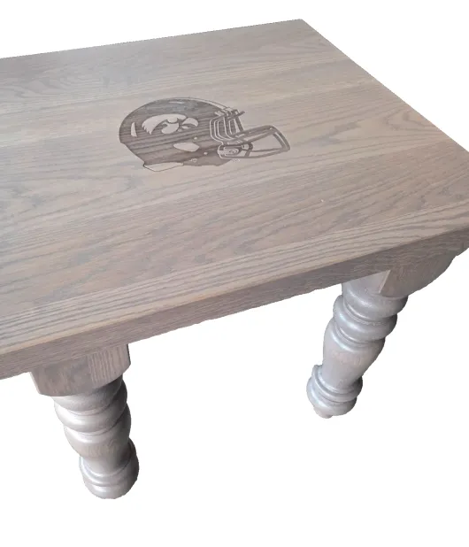 Farmhouse End Table - Eagles Helmet Engraved - QUICK SHIP - 30% Off or Best Offer