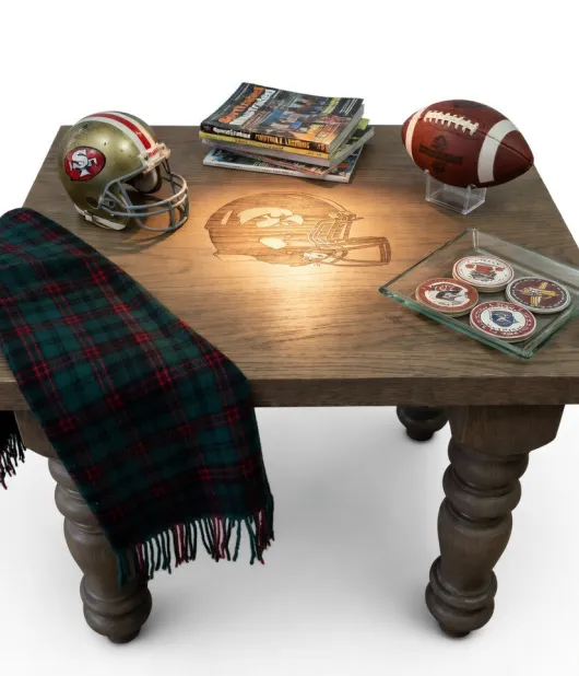 Farmhouse End Table - Eagles Helmet Engraved - QUICK SHIP - 30% Off or Best Offer