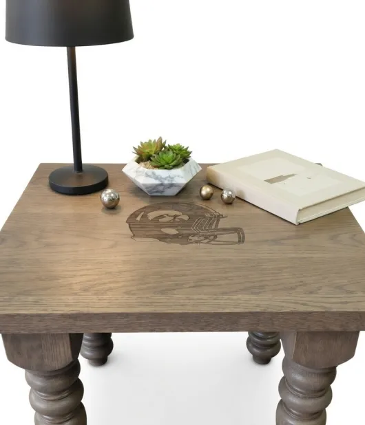 Farmhouse End Table - Eagles Helmet Engraved - QUICK SHIP - 30% Off or Best Offer