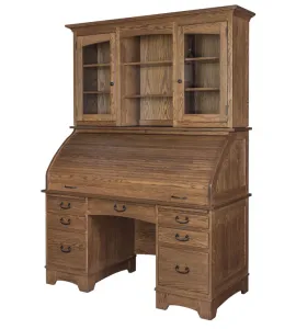 60" Noble Mission Rolltop Desk with Hutch