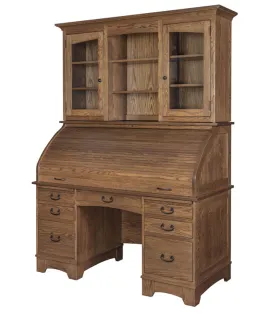 60&quot; Noble Mission Rolltop Desk with Hutch