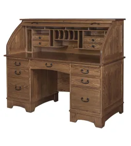 60" Noble Mission Rolltop Desk with Hutch