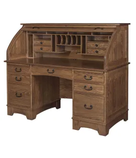 60&quot; Noble Mission Rolltop Desk with Hutch