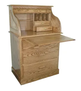 Traditional 30" Full Pedestal Roll Top Desk