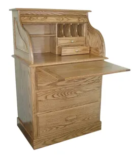 Traditional 30&quot; Full Pedestal Roll Top Desk