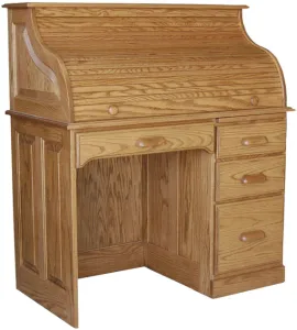 Traditional 42" Single Pedestal Rolltop Desk with Raised Panel Sides