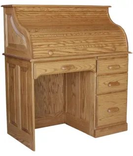 Traditional 42&quot; Single Pedestal Rolltop Desk with Raised Panel Sides