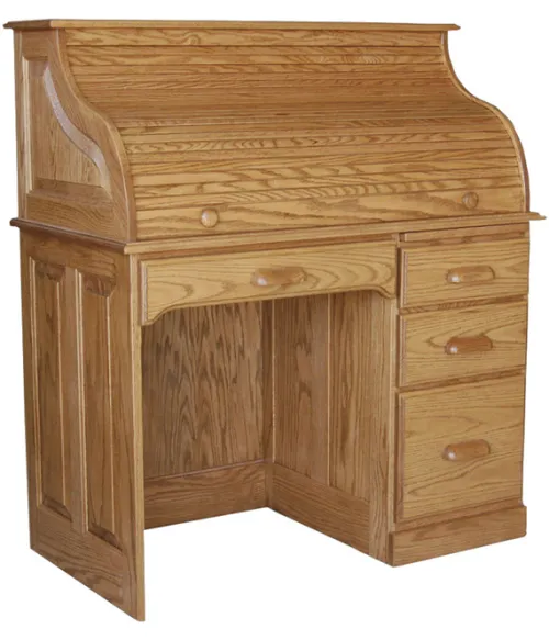 Traditional 42" Single Pedestal Rolltop Desk with Raised Panel Sides