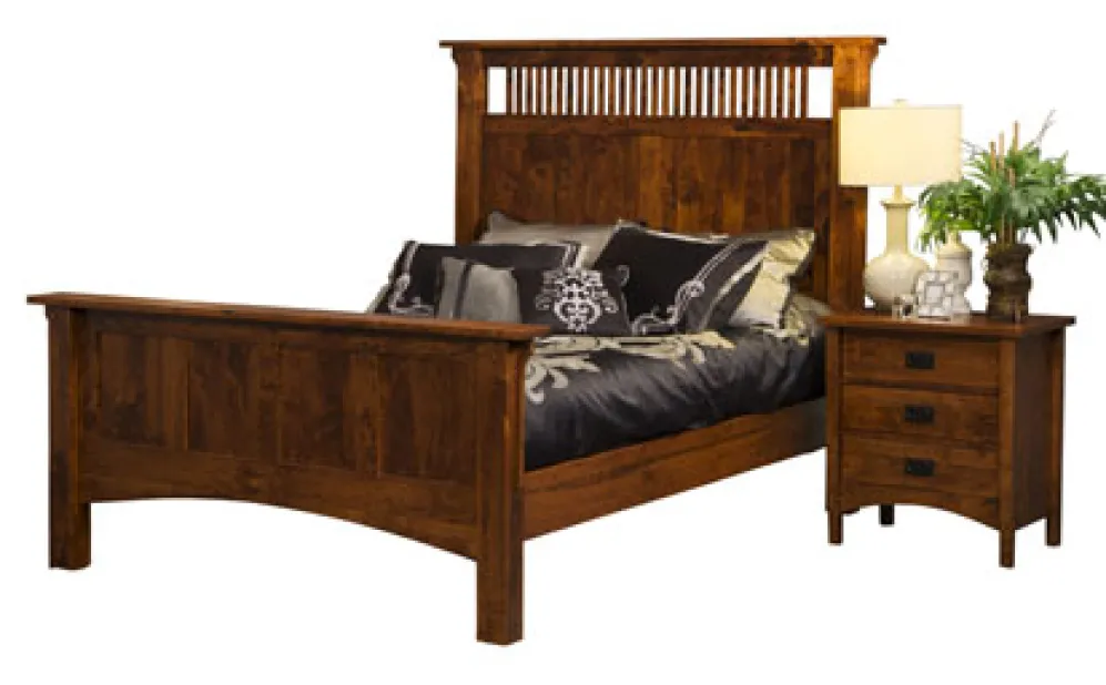 Arts & Crafts Mission Spindle Panel Bed