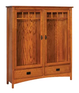Arts &amp; Crafts Mission 2 Drawer 2 Door Bookcase