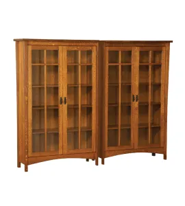 Arts &amp; Crafts Mission Split Double Bookcase