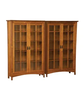 Arts &amp; Crafts Mission Split Double Bookcase