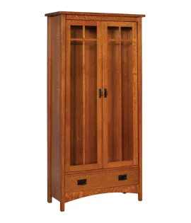 Arts &amp; Crafts Mission 1 Drawer 2 Door Bookcase