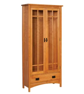 Arts &amp; Crafts Mission 1 Drawer 2 Door Bookcase