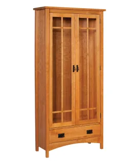 Arts &amp; Crafts Mission 1 Drawer 2 Door Bookcase