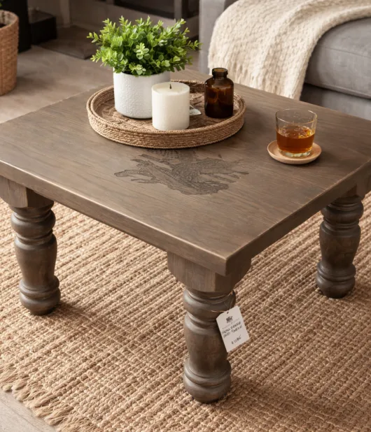 Farmhouse End Table - Eagle Flag Engraved - QUICK SHIP - 30% Off or Best Offer