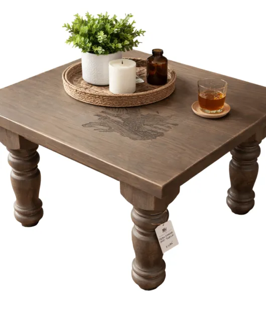 Farmhouse End Table - Eagle Flag Engraved - QUICK SHIP - 30% Off or Best Offer