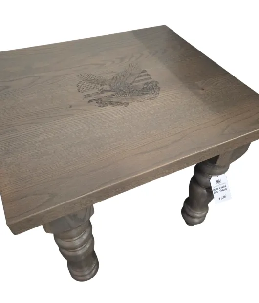 Farmhouse End Table - Eagle Flag Engraved - QUICK SHIP - 30% Off or Best Offer