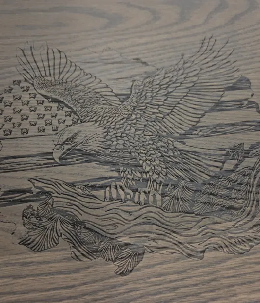 Farmhouse End Table - Eagle Flag Engraved - QUICK SHIP - 30% Off or Best Offer