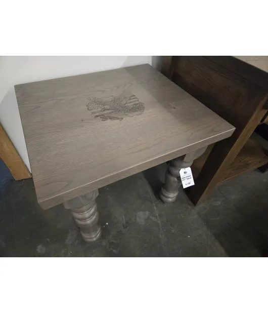 Farmhouse End Table - Eagle Flag Engraved - QUICK SHIP