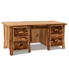 Fireside Rustic Double Pedestal Desk