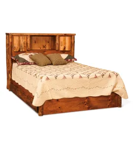 Fireside Rustic Bookcase Bed with Storage Drawers