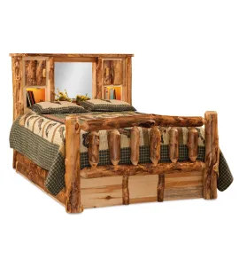 Fireside Rustic Bookcase Bed with 6 Storage Drawer
