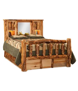 Fireside Rustic Bookcase Bed with 6 Storage Drawer