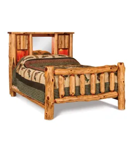 Fireside Rustic Bookcase Bed with Spindle Footboard