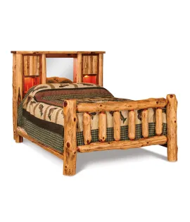 Fireside Rustic Bookcase Bed with Spindle Footboard