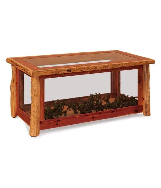 Fireside Rustic Glass Coffee Table