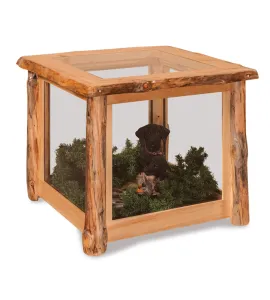 Fireside Rustic Glass End Table