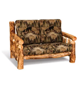 Fireside Rustic Love Seat with Fabric Seat &amp; Back