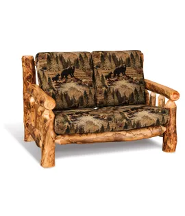 Fireside Rustic Love Seat with Fabric Seat &amp; Back