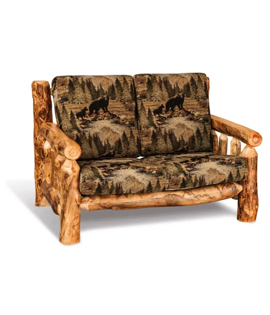 Fireside Rustic Love Seat with Fabric Seat & Back