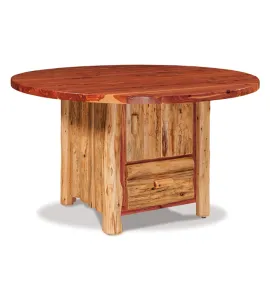 Fireside Rustic Round Table with Cabinet