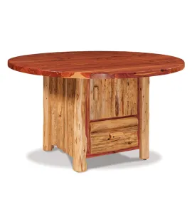 Fireside Rustic Round Table with Cabinet