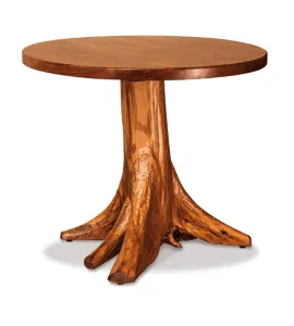 Fireside Rustic Round Single Pedestal Table with Stump