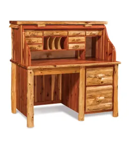 Fireside Rustic Single Pedestal Rolltop Desk