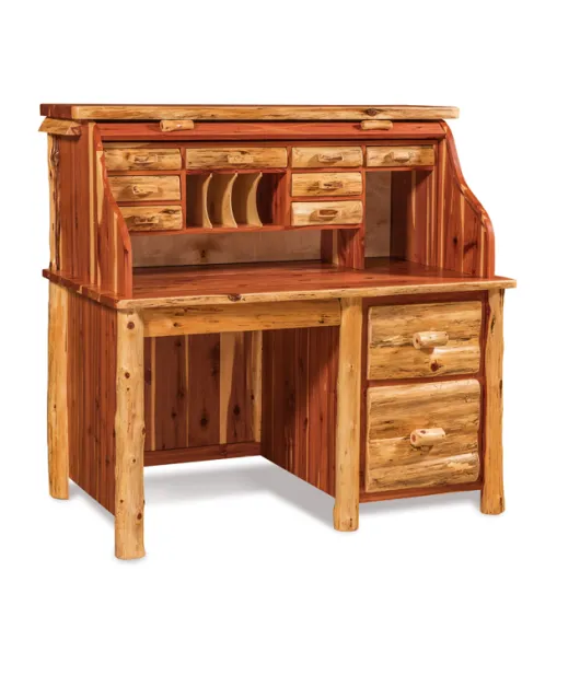 Fireside Rustic Single Pedestal Rolltop Desk