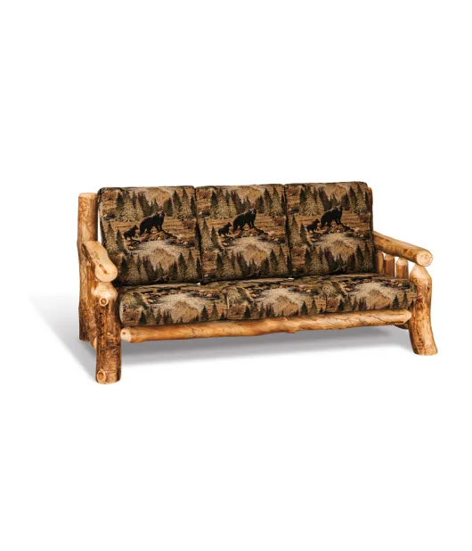 Fireside Rustic Sofa with Fabric Seat & Back