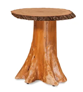 Fireside Rustic Stump End Table Top with Bark on Stump