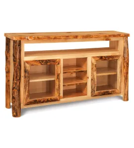 Fireside Rustic TV Cabinet with Opening and Shelves