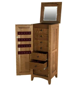 Flush Mission Jewelry Armoire with Lockable Door